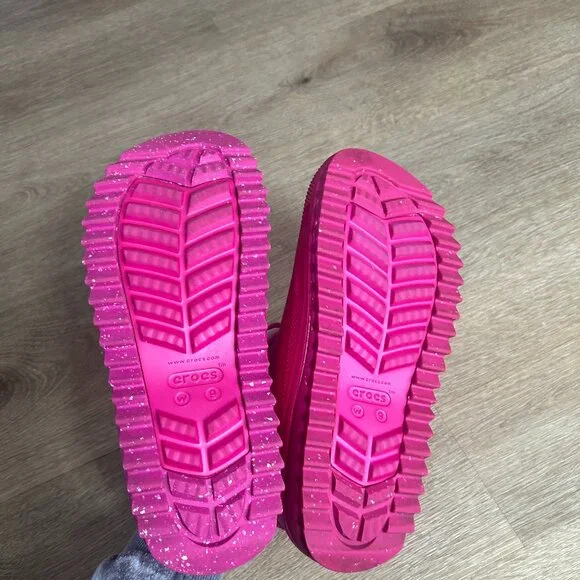 Crocs Women's 9 Classic Neo Puff Shorty Winter Boots Snow, Candy Pink Stucco EUC - Picture 4 of 6